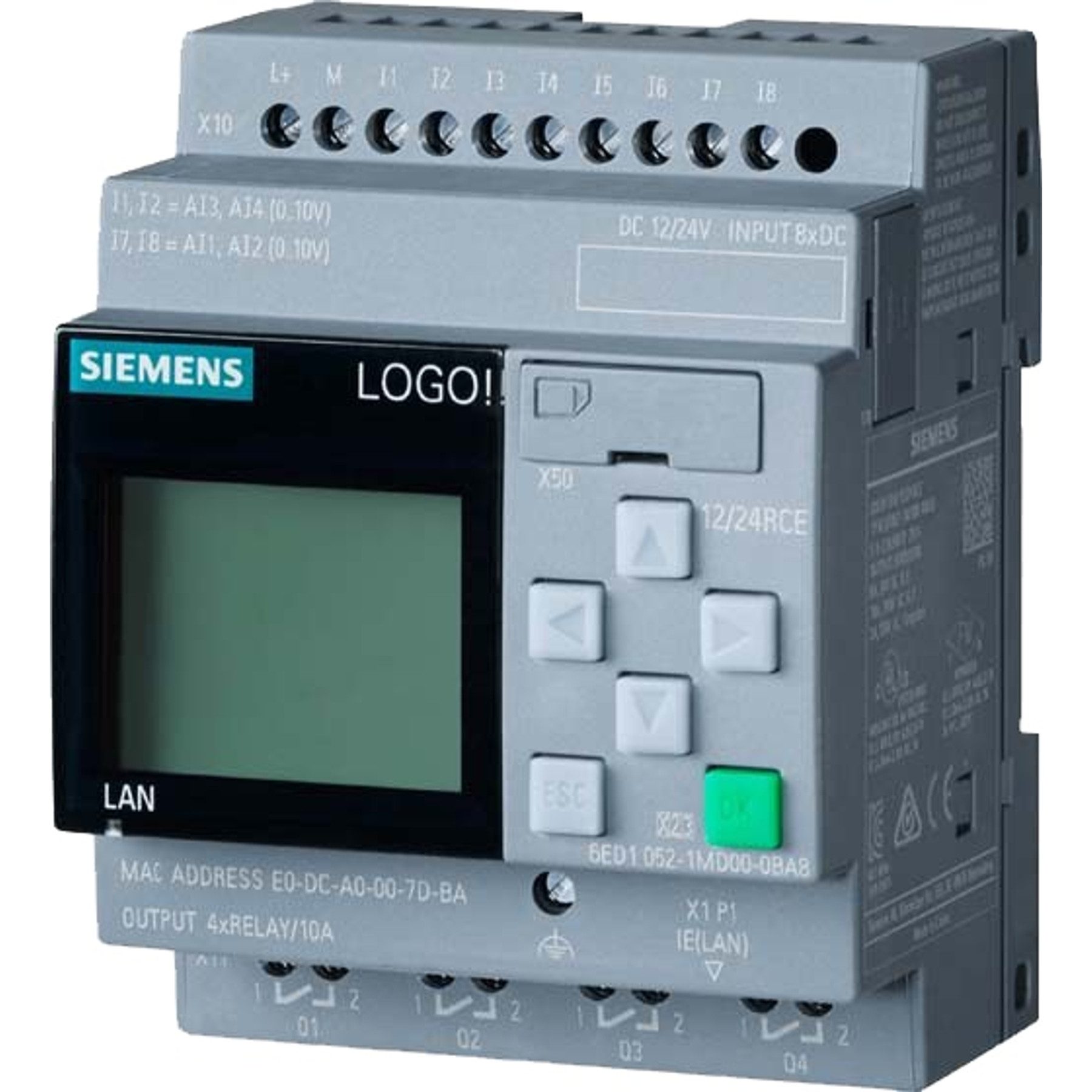 SIEMENS Relais-Modul SIEMENS SPS-Steuerungsmodul LOGO! 12/24 RCE, 6ED1052-1MD08-0BA2
