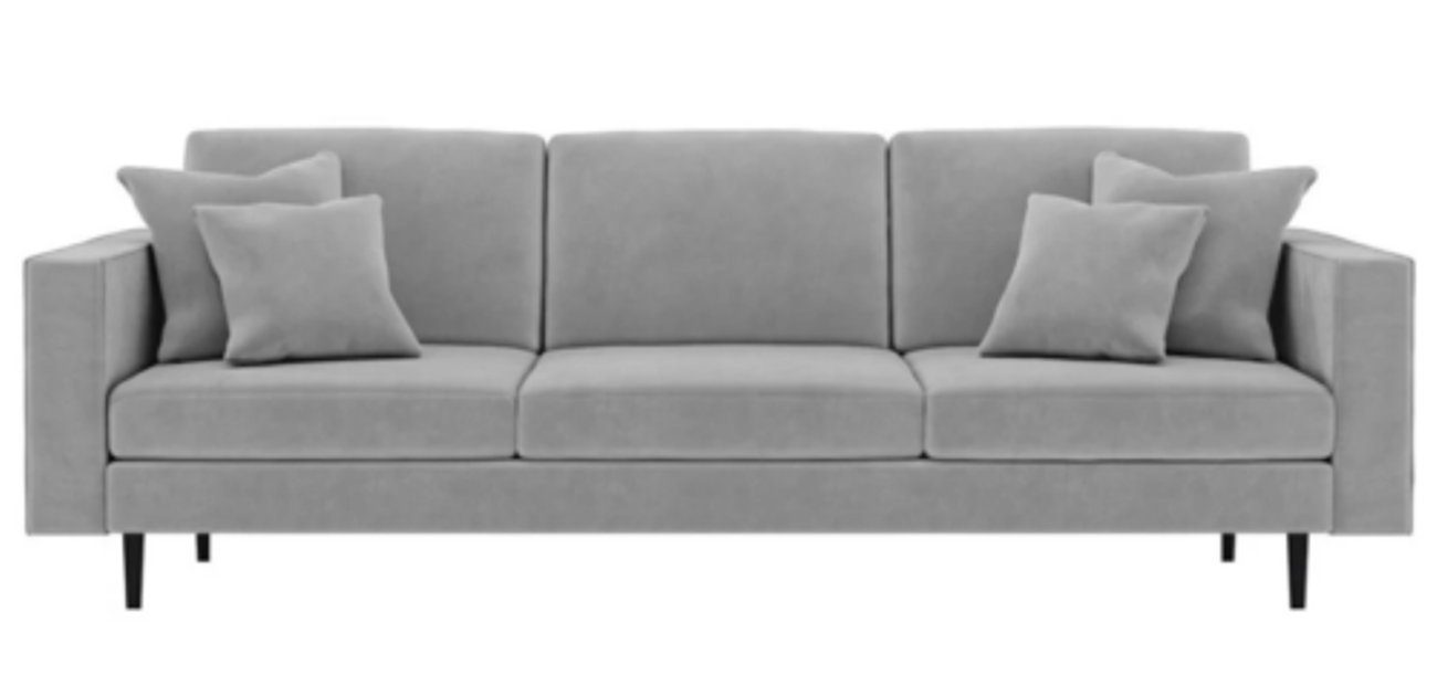 JVmoebel 3-Sitzer Grau Stoff Polster Sofa Wohnzimmer Design Sofas Neu Textil Viersitzer, Made in Europe