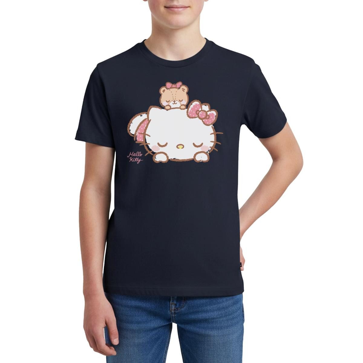 T-Shirt Hello Kitty Mit Teddy Auf Dem Rücken Teenager Premium T-Shirt