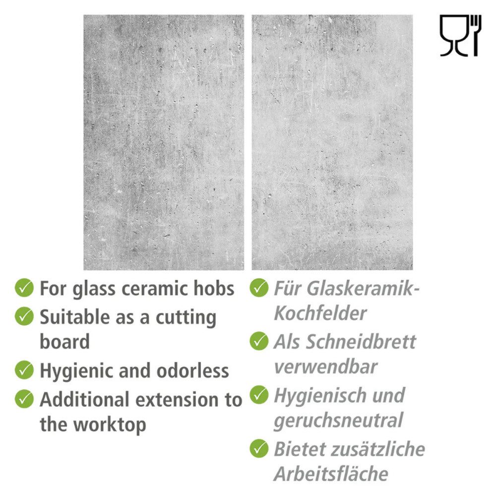 WENKO Herd-Abdeckplatte Abdeckplatten Herd Schneidebrett, Glas, (Spar-Set, 2 tlg., hygienisch pflegeleicht), kratzfest