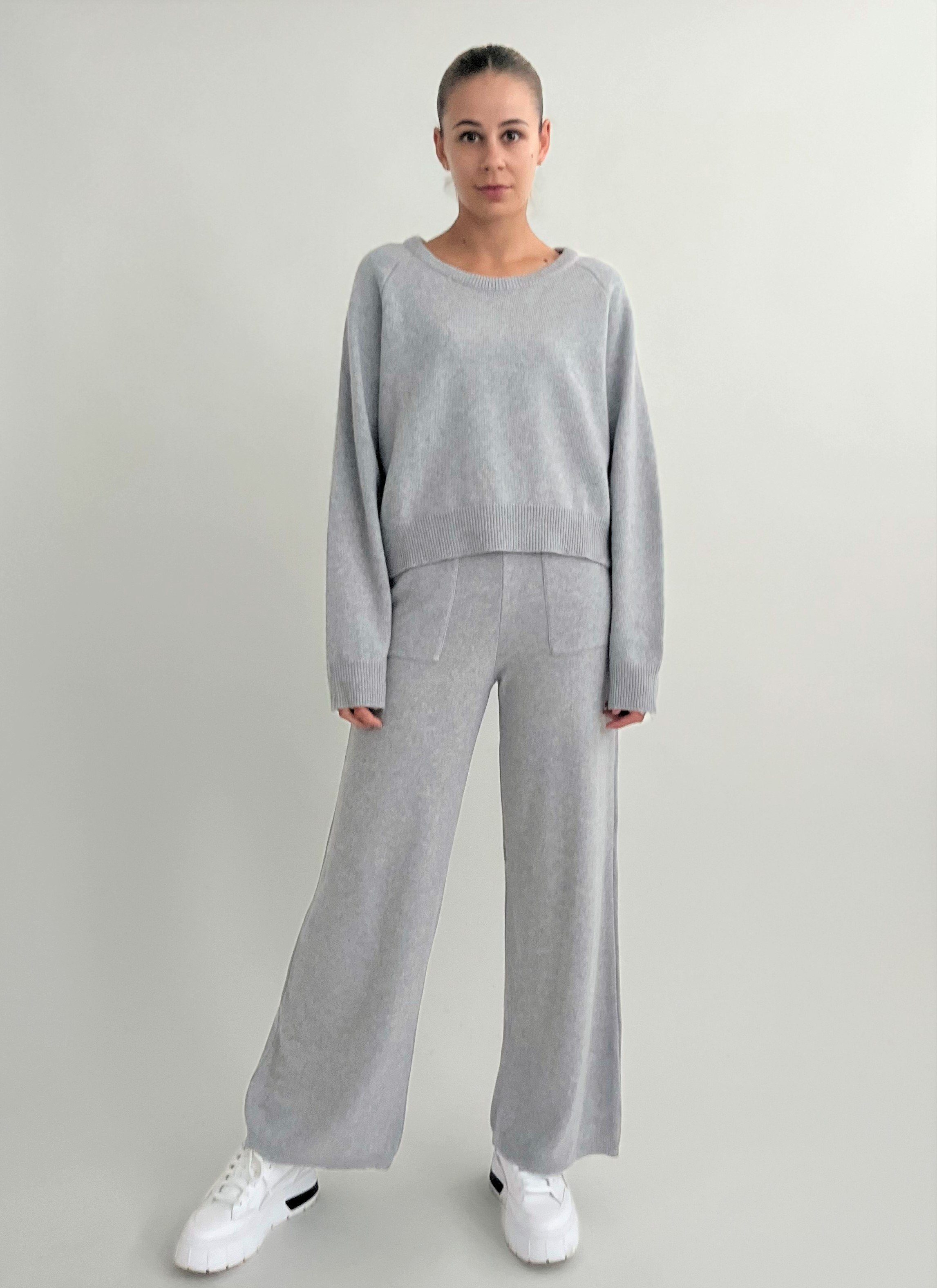 Zuckerwatte Rundhalspullover modisch kurze Form aus Merino Cashmere Mix