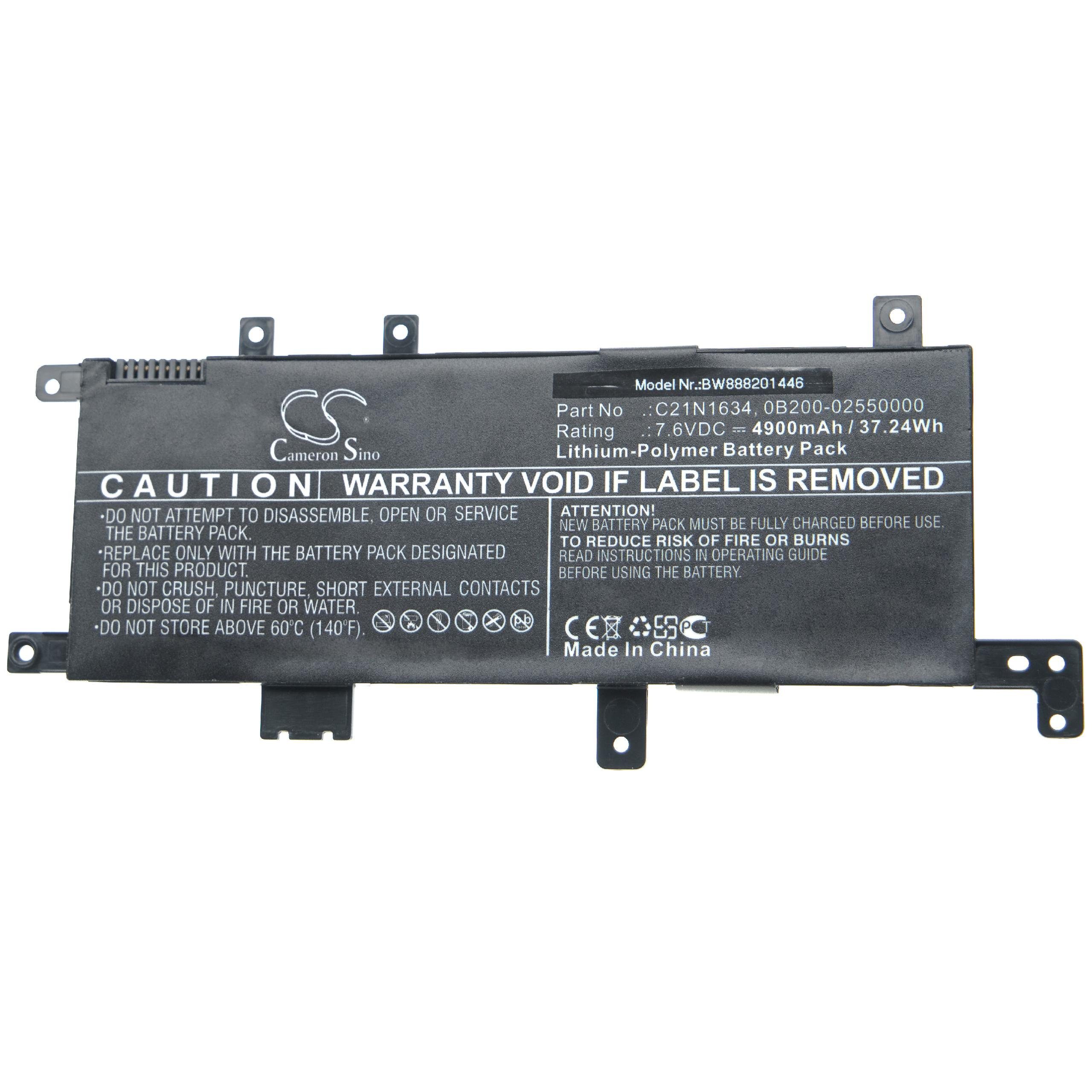 FL8000U, F542UR, vhbw für 4900 F542UR-DM223T, passend F542UQ, F542UN, Laptop-Akku mAh Asus