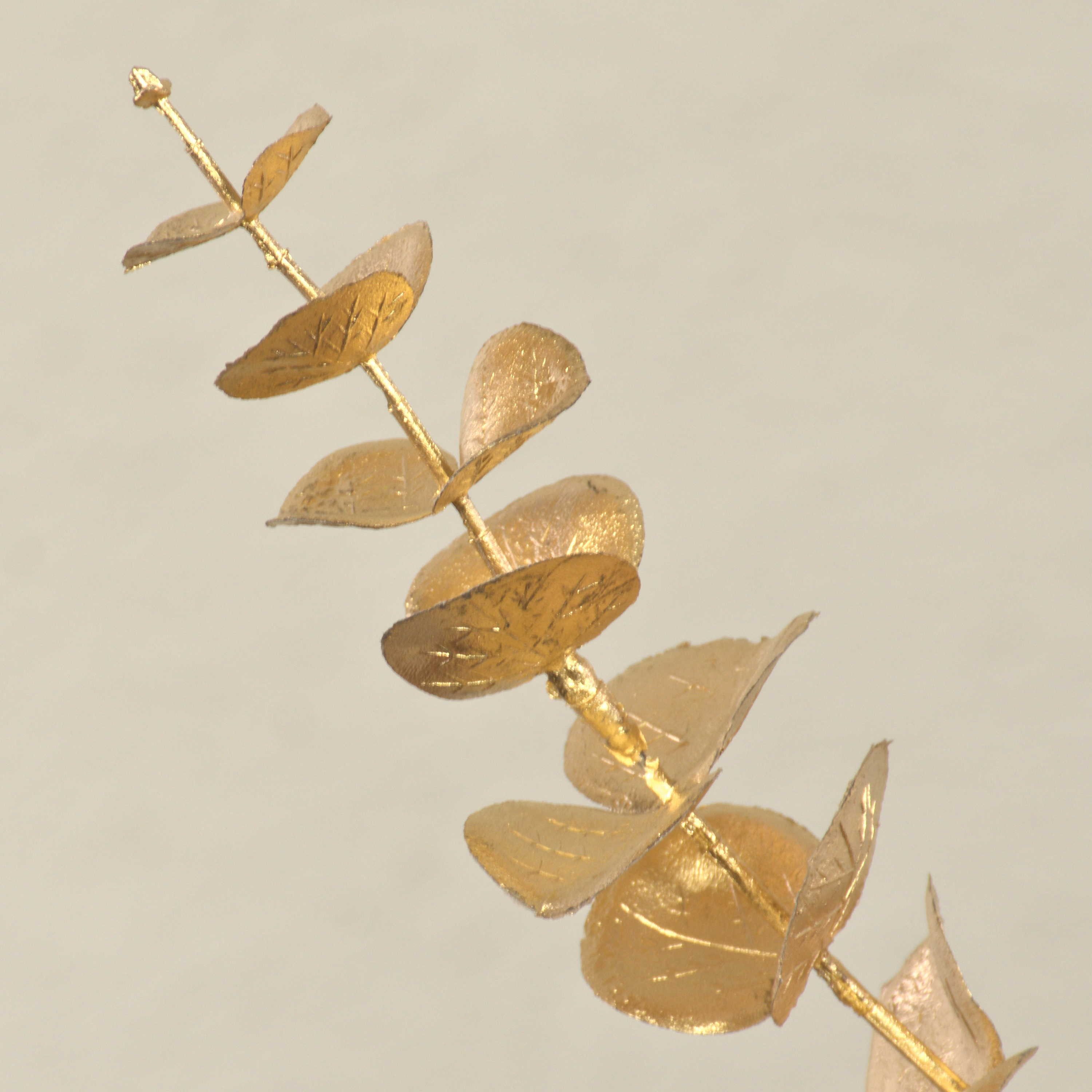 Kunstzweig Kunststoff Eukalyptuszweig DORTJE, Gold, 85cm Eukalyptus, artplants, Höhe 85.0 cm – Bild 3 von 5