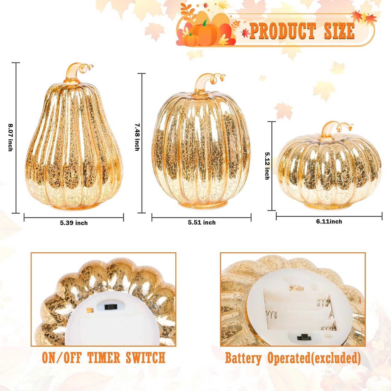Coonoor LED-Dekofigur Herbstdeko LED Kürbis Laterne günstig online kaufen