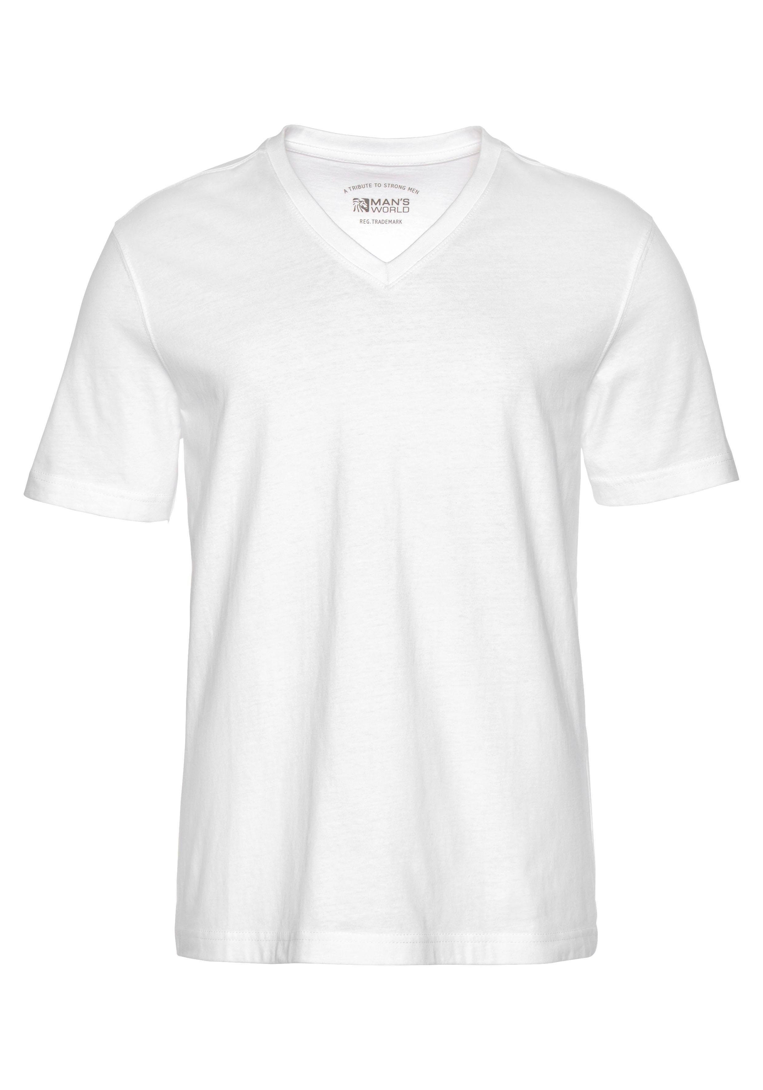 weiß 3-tlg., T-shirt (Packung, Man's 3er-Pack) als Unterzieh perfekt V-Shirt World