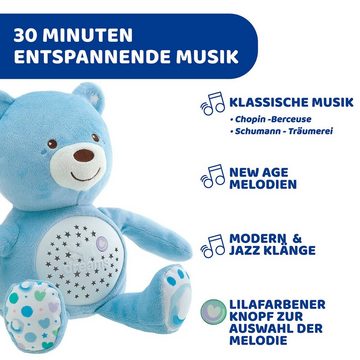 Chicco Kuscheltier First Dreams Baby Bär, Hellblau, mit Lichtprojektion und Soundfunktion