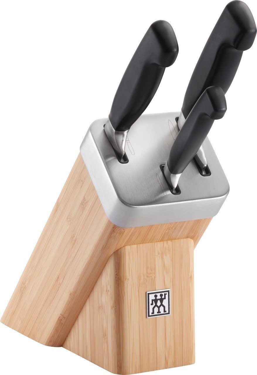 Zwilling Ножиblock **** VIER STERNE (4tlg), Selbstschärfender Ножиblock mit 3 Ножиn, Bambus, Sonderschmelze