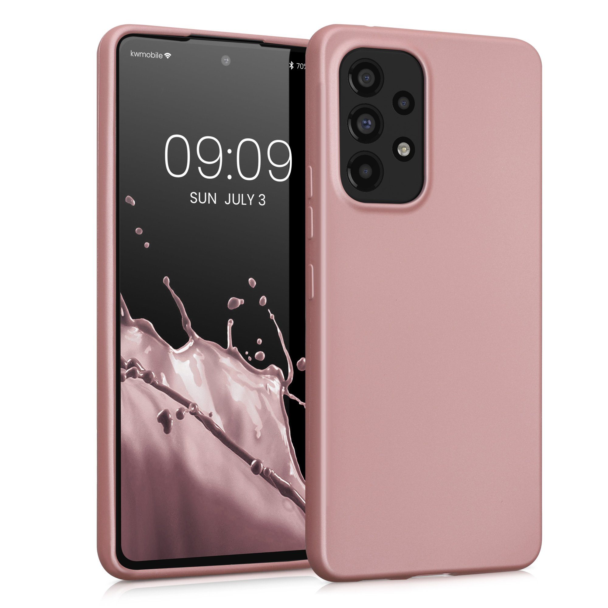 kwmobile Handyhülle Handyhülle für Samsung Galaxy A53 5G Hülle, Silikon Case metallisch schimmernd - Schutzhülle Cover