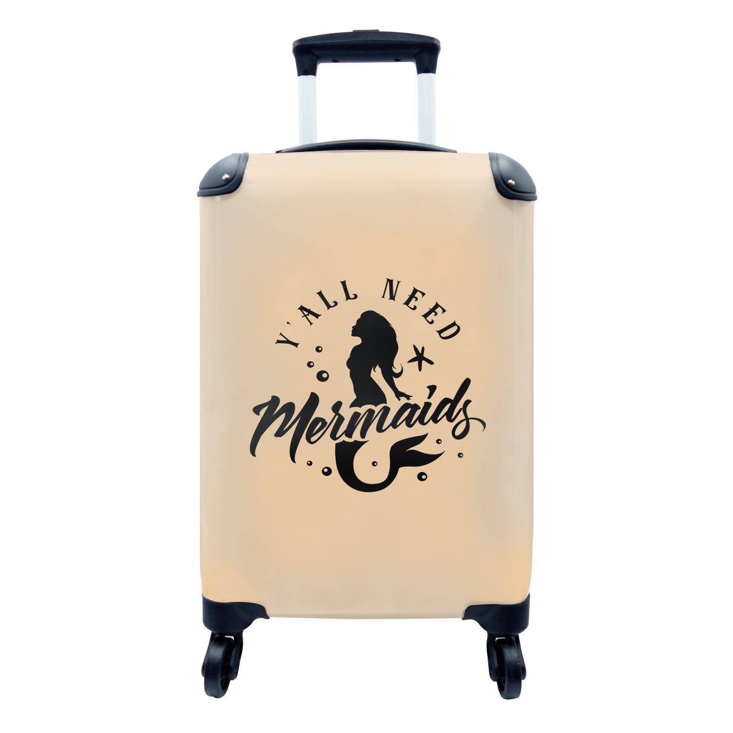 - Zaubersprüche 4 für Handgepäck Reisetasche Reisekoffer mit rollen, - Beige, Rollen, Trolley, Meerjungfrau Ferien, Handgepäckkoffer MuchoWow