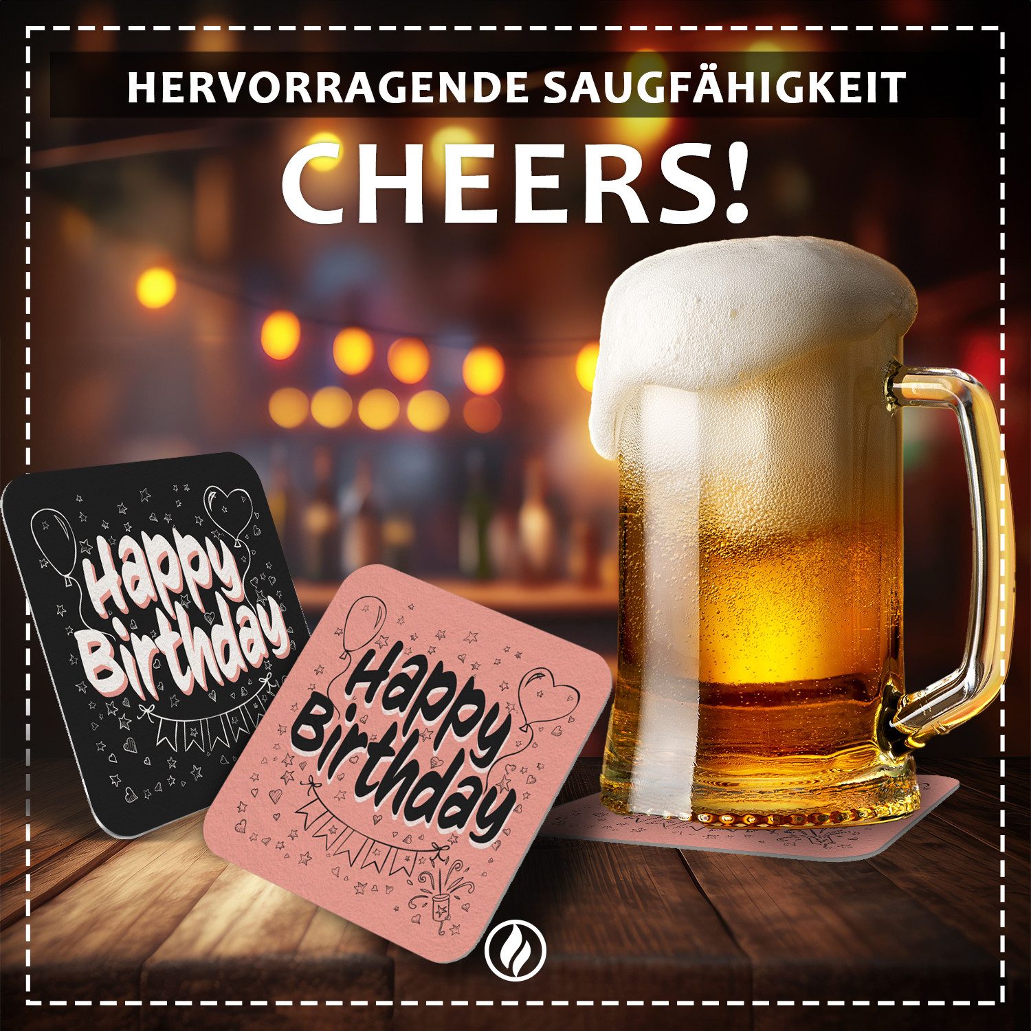 50x Bierdeckel 'Schön, Dass Du Da Bist' – Florale Untersetzer Für Hochzeit, Gartenparty & Geburtstag