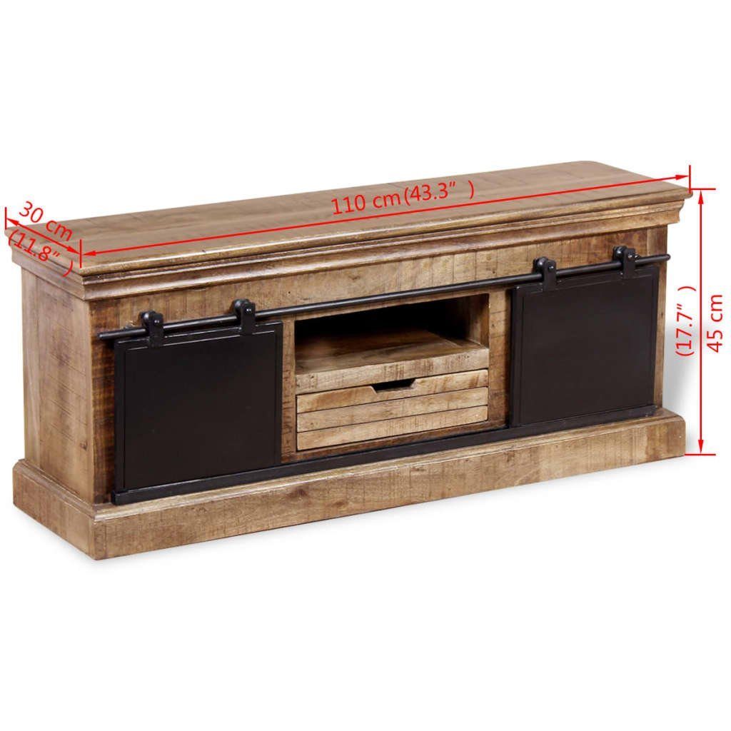 Mangoholz mit 2 TV-Schrank Schiebetüren cm 110x30x45 vidaXL TV-Schrank Massiv