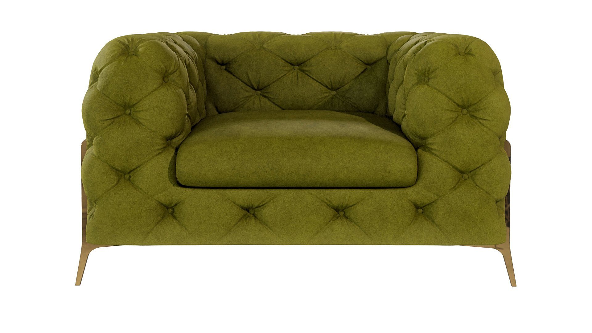 Polstergarnitur mit 2-Sitzer-Sofa, S-Style Sessel), 1x Chesterfield Olive 1x Wellenfederung mit Goldene 3-Sitzer-Sofa, Ashley Polstergarnitur (1x Möbel Metall Füßen, 3+2+1