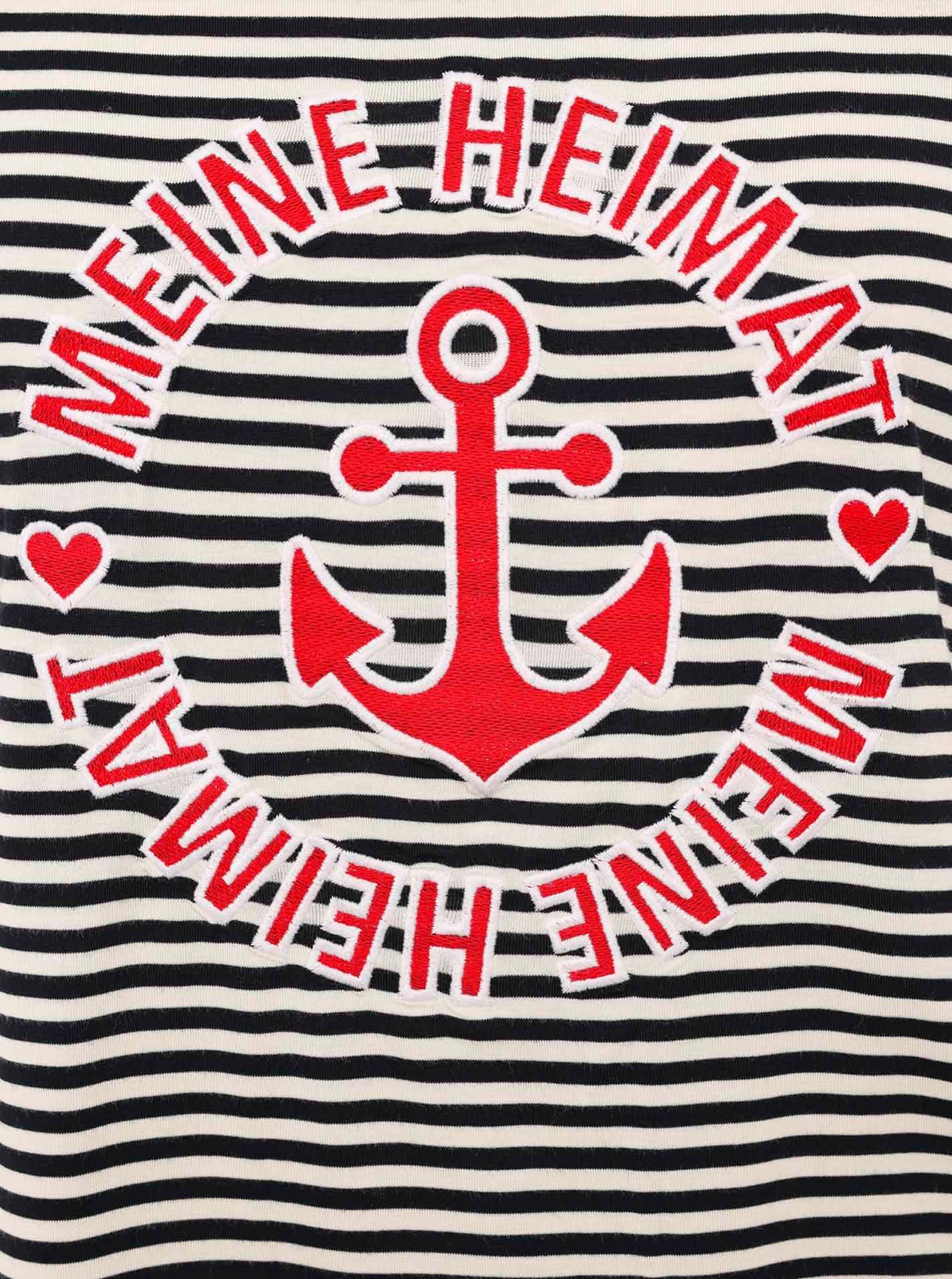 Zwillingsherz T-Shirt "Heimat Anker" gestreift, rundes Motiv mit Anker, Rundhals – Bild 5 von 5