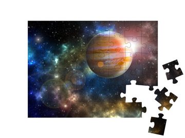 puzzleYOU Puzzle Planet Jupiter im bunten Sternenuniversum, 48 Puzzleteile, puzzleYOU-Kollektionen Planeten, Astronomie
