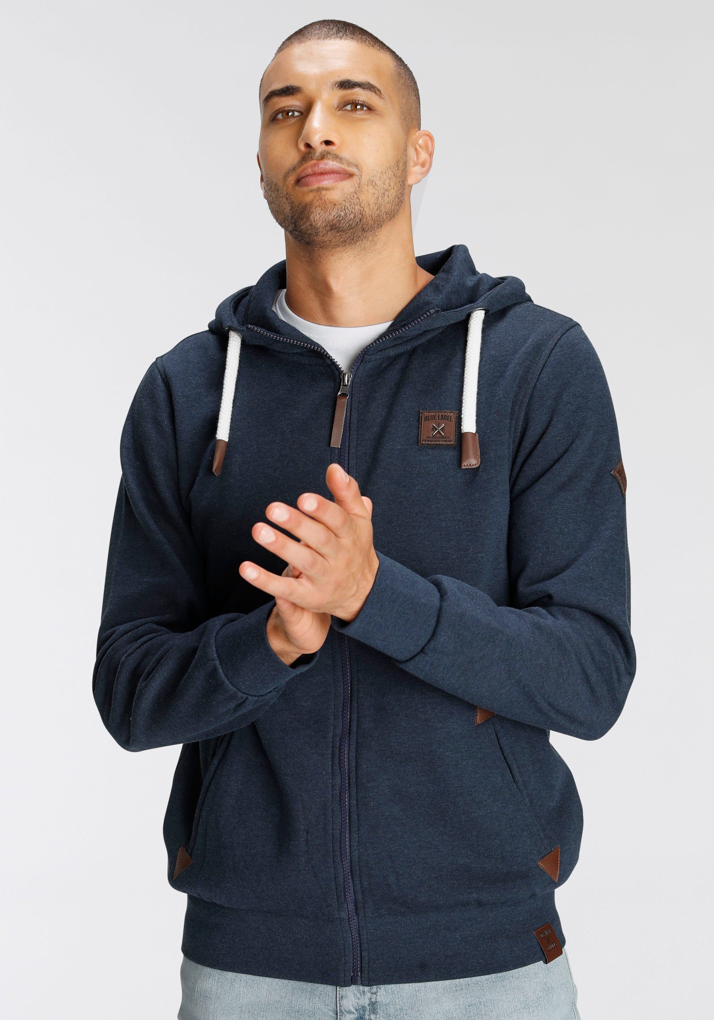 AJC Kapuzensweatjacke mit Lederappltikationen an den günstig online kaufen