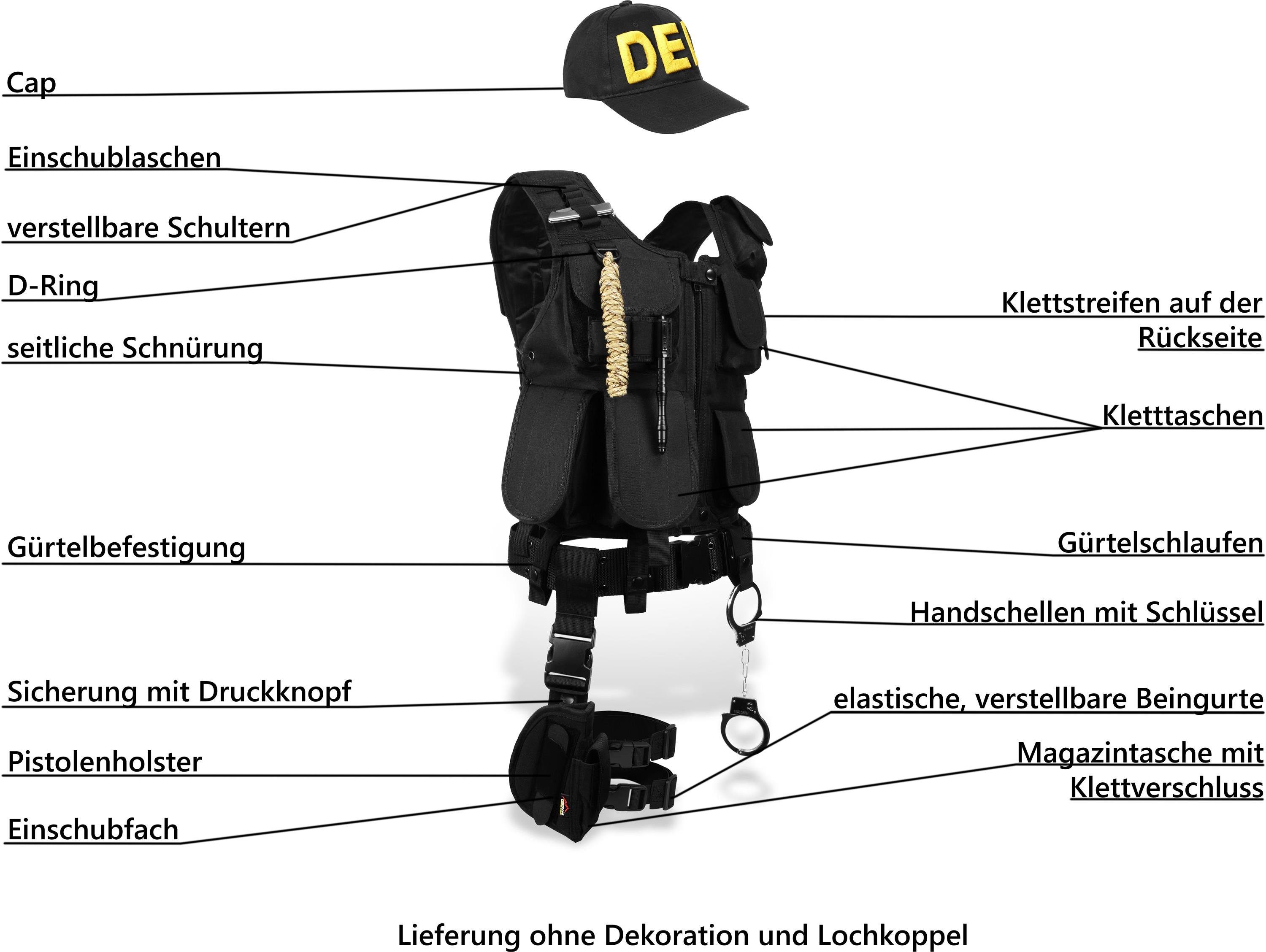 normani Polizei-Kostüm SWAT/POLICE/SECURITY Kostüm Karneval, Einsatzkostüm Agentenkostüm SWAT FBI POLICE SECURITY Faschingskostüm