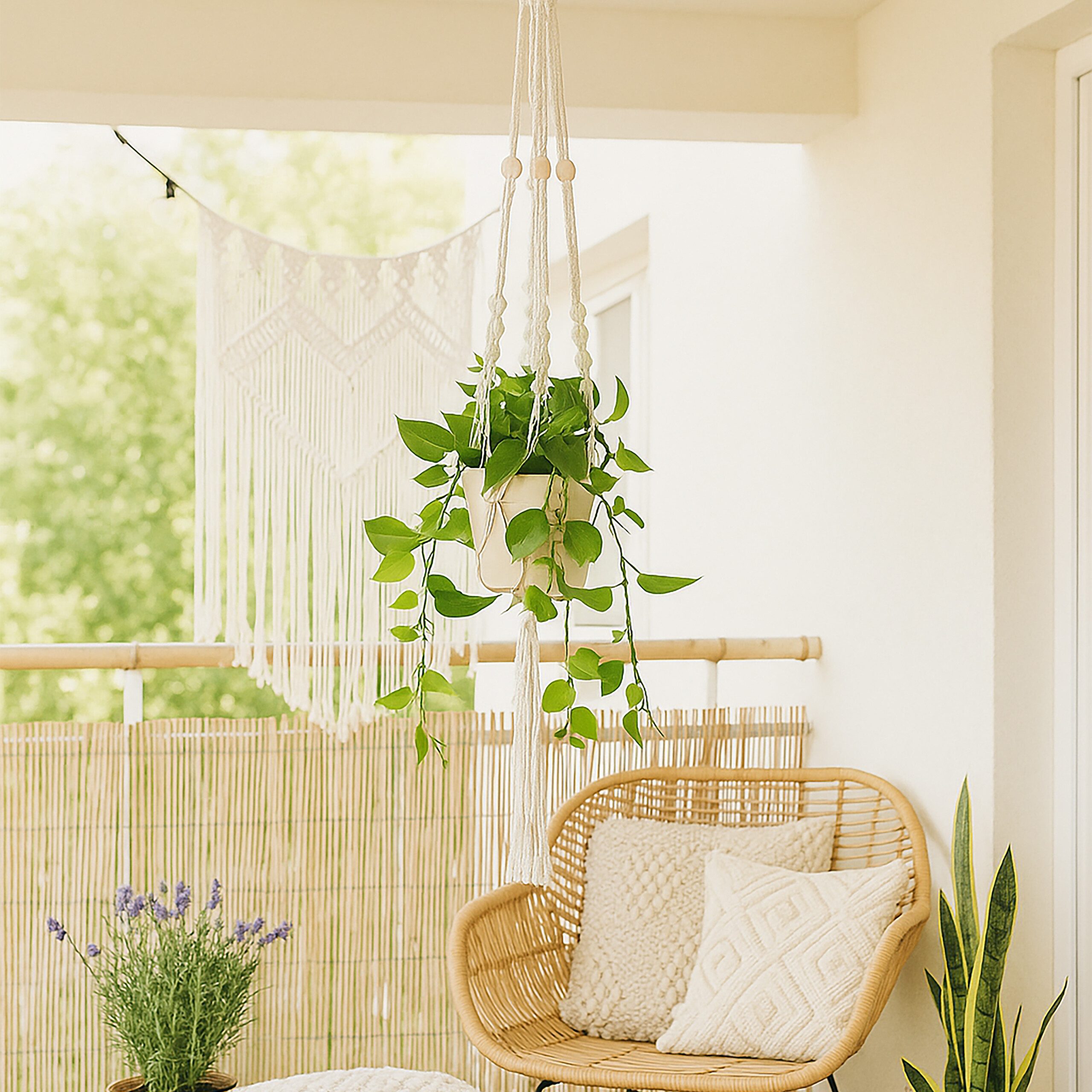 relaxdays Blumenampel Makramee Blumenampel 7er Set