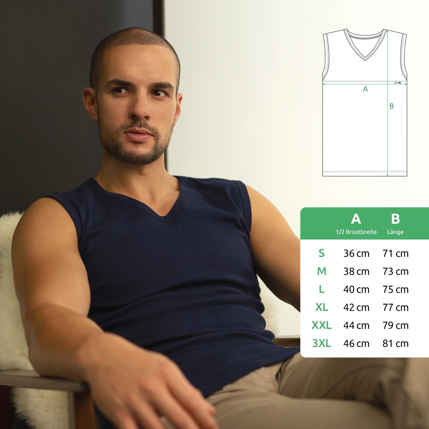celodoro Unterhemd Herren Business Muskelshirt V-Neck (3er Pack) Muscle Shirt – Bild 5 von 5
