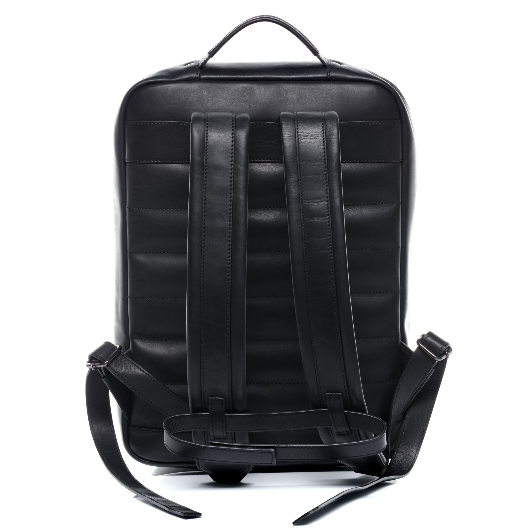 SID & VAIN Rucksack echt Leder Rucksack groß 15 Zoll Laptop Fach schwarz, Tagesrucksack 15,4 Zoll Echtleder, Leder-Rucksack Damen Herren schwarz