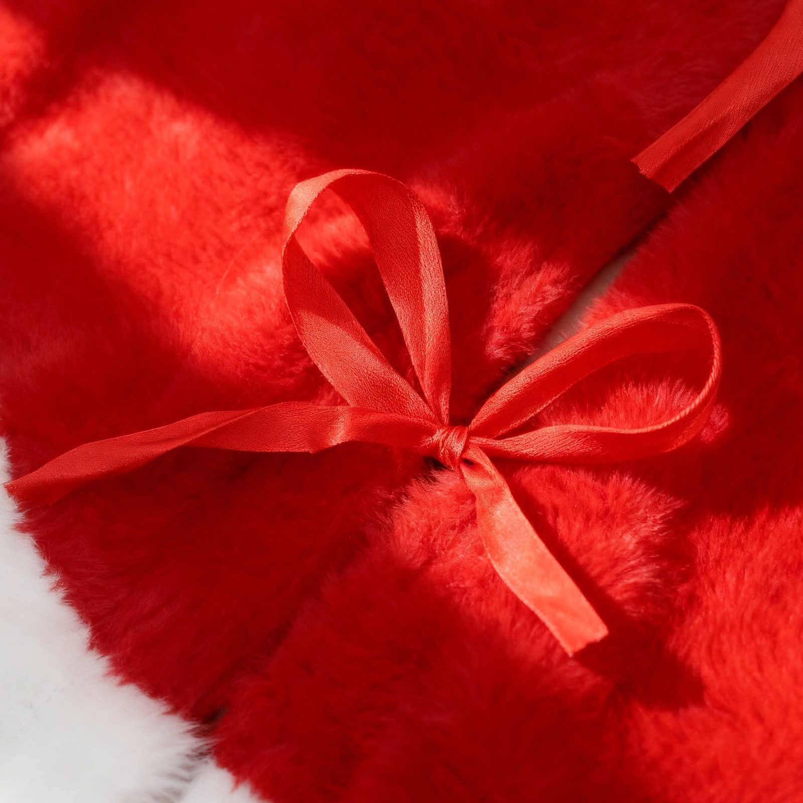 Salcar Weihnachtsbaumdecke Baumteppich Weihnachten Weihnachtsdeko Baumrock Rund Plüsche Rot Weiß, Weihnachtsbaumdecke, Christbaumschmuck, Christbaumdecke für Ge – Bild 5 von 5