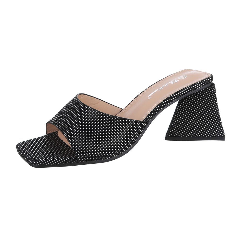 Ital-Design Damen Mules Party & Clubwear High-Heel-Sandalette Blockabsatz Sandalen & Sandaletten in Schwarz