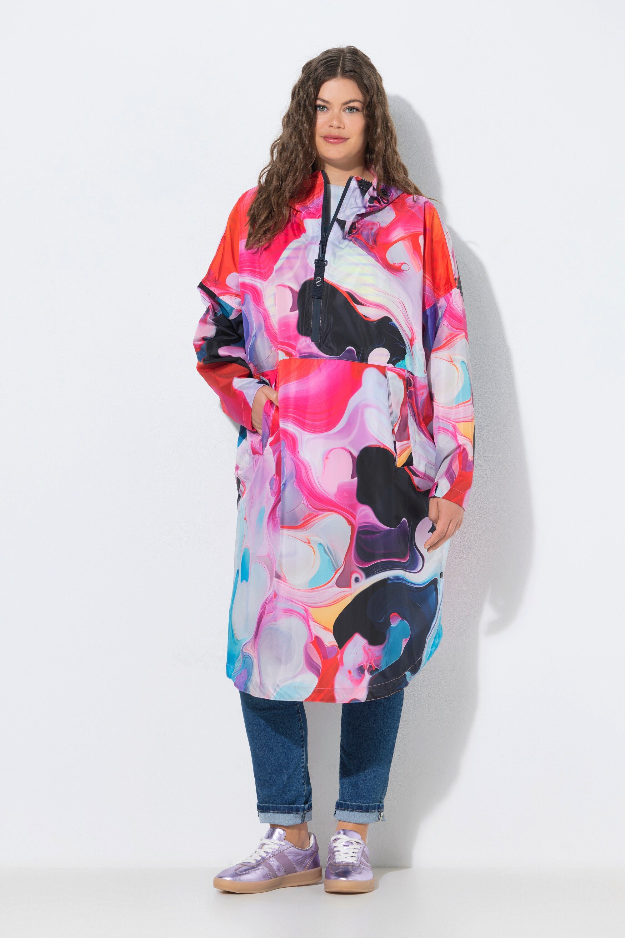 Funktionsjacke Funktions-Regencape Unisex Print Kapuze
