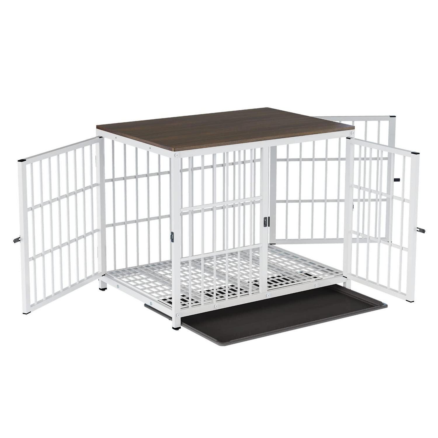 LuxusKollektion Hunde-Transportbox Hundeschrank Möbelstil 3-türig Weiß L