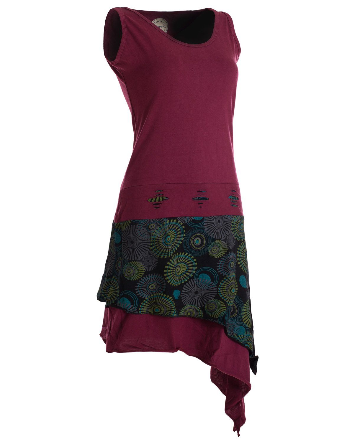 Vishes Zipfelkleid Ärmelloses asymmetrisches Lagenlook Zipfelkleid Hippie, Ethno, Elfen Style