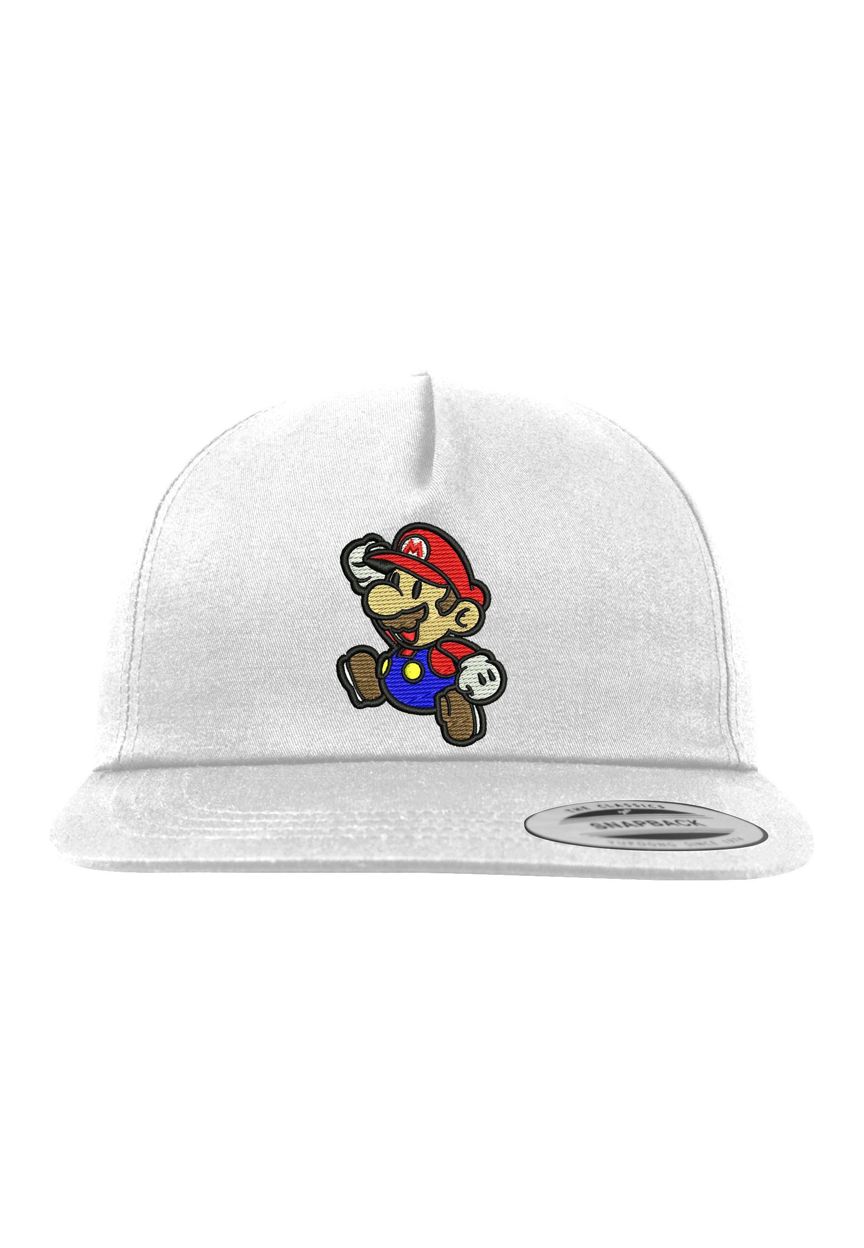 Youth Designz Baseball Cap Mario Unisex Snapback Cap mit modischer Logo Stickerei Weiß