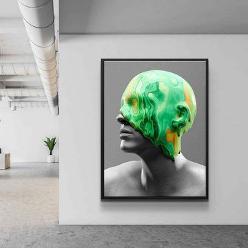 DOTCOMCANVAS® Leinwandbild Emerald Consciousness, Leinwandbild Emerald Consciousness moderne Kunst Portrait grau grün