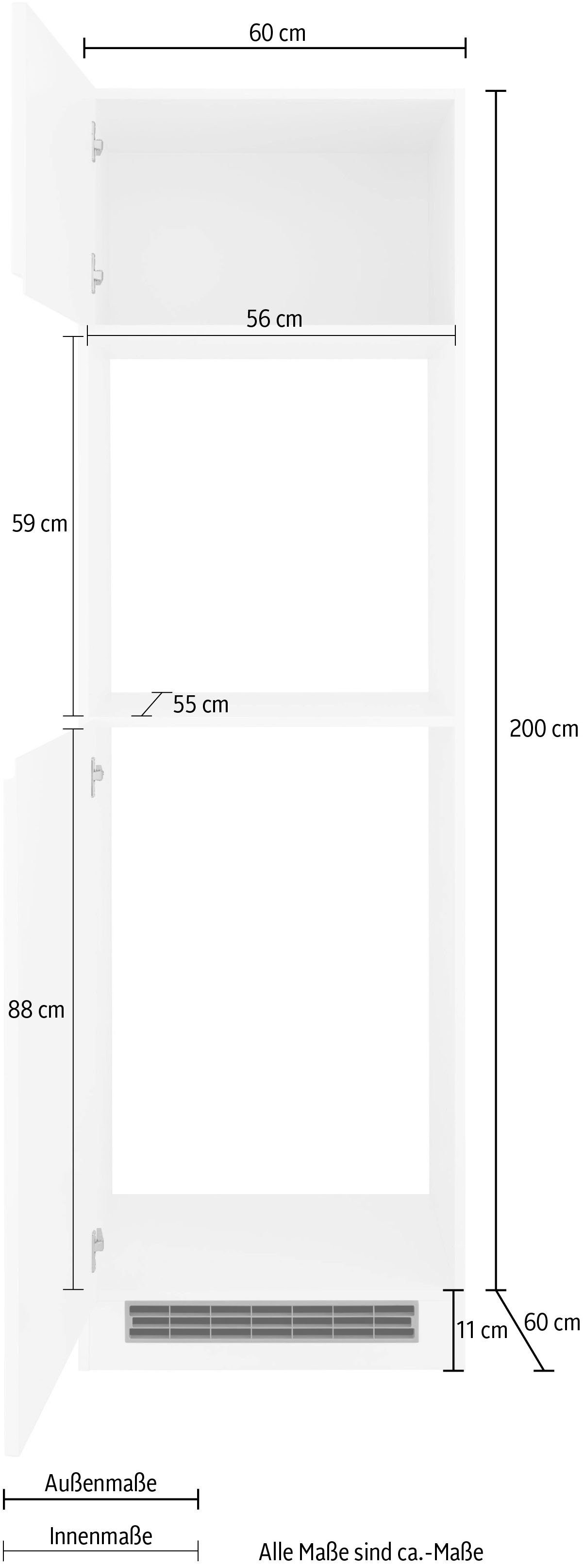 HELD Hochglanz breit, cm 200 cm cm weiß Backofen/Kühlumbauschrank B/H/T: für Ofen MÖBEL Virginia Nische | hoch, 56/59/55 60 weiß