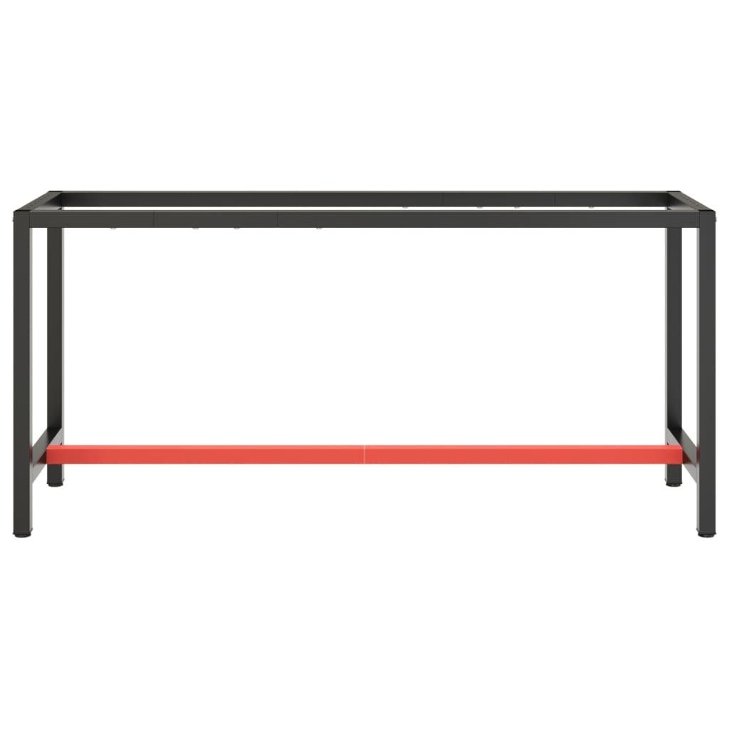 vidaXL Tischbein Werkbankgestell Mattschwarz und Mattrot 170x50x79 cm Metall
