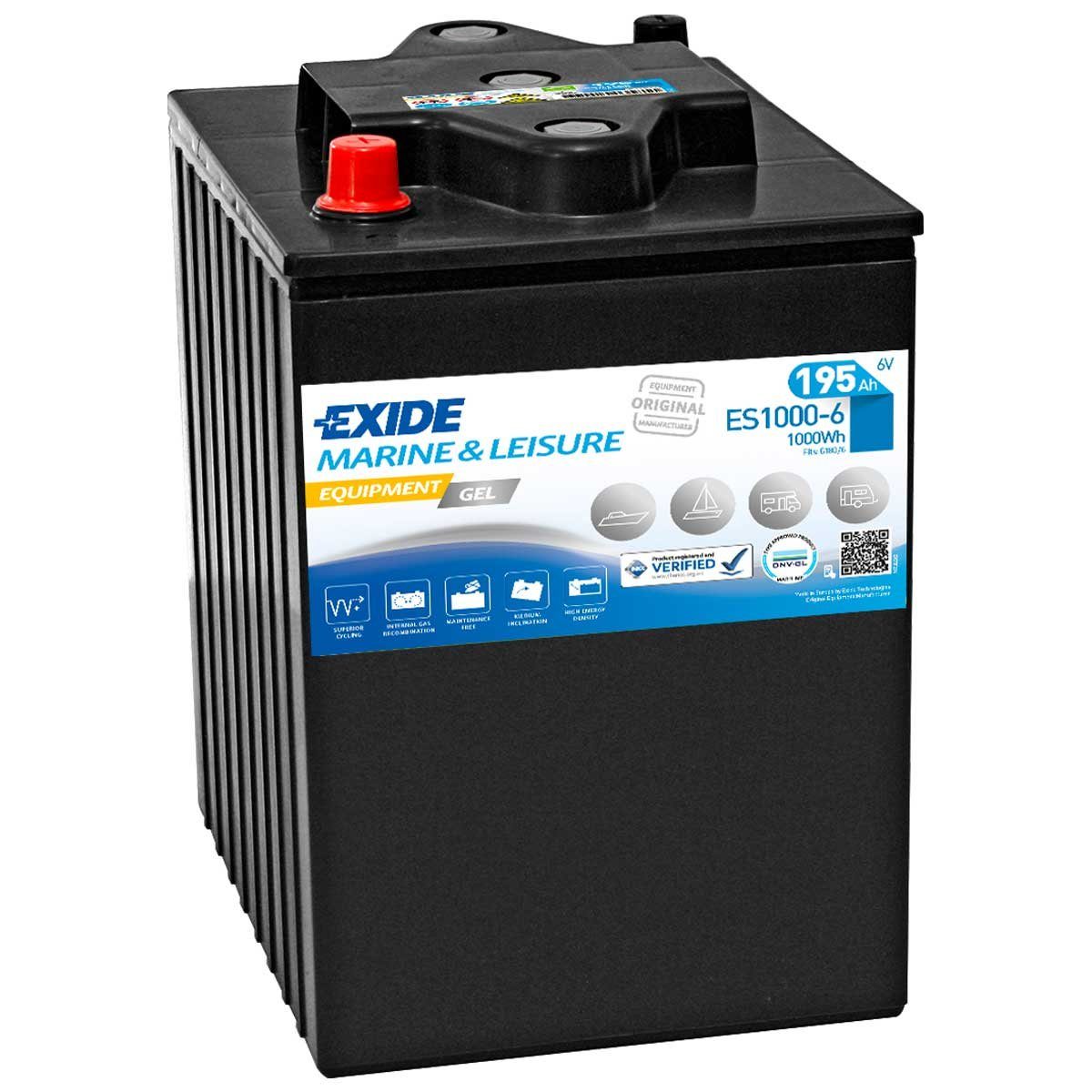 Exide Exide Equipment ES1000-6 Gel Batterie 6V 195Ah Marine Multifit Batterie, (6 V)