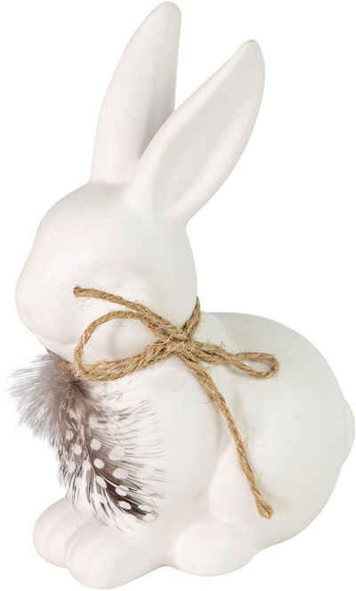 RIFFELMACHER & WEINBERGER Osterhase Hase sitzend (1 St), mit Federhalsband, Höhe ca. 18,5 cm