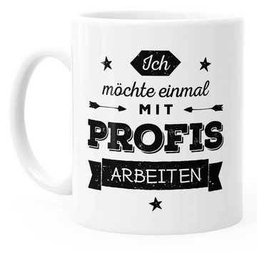 MoonWorks Tasse Büro Kaffee-Tasse Ich möchte einmal mit Profis arbeiten einfarbig MoonWorks®, Keramik