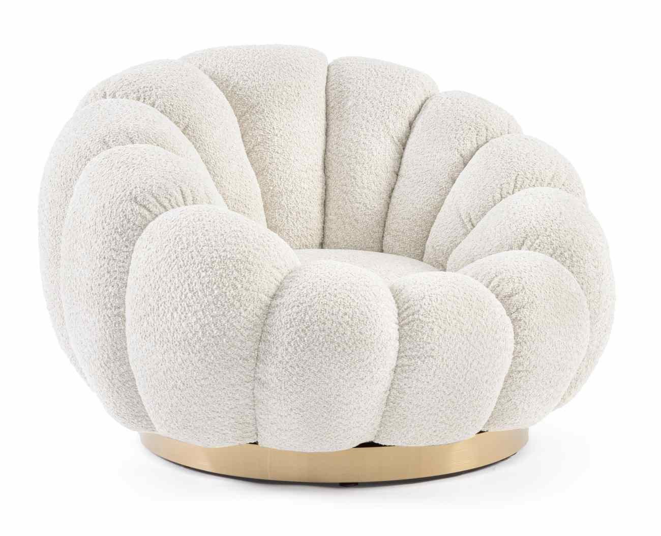 Bizzotto Drehsessel Florel aus Boucle-Stoff, Natur, günstig online kaufen