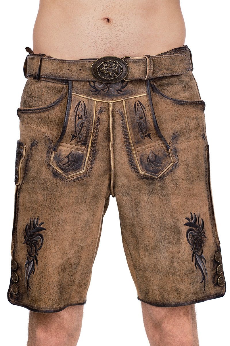 Trachtenlederhose Lederhose Herren kurz - LAUSER - eiche