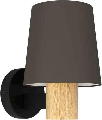 EGLO Deckenleuchte EDALE, Leuchtmittel wechselbar, ohne Leuchtmittel, Deckenleuchte in schwarz und braun aus Stahl, Holz - exkl. E27 - 40W