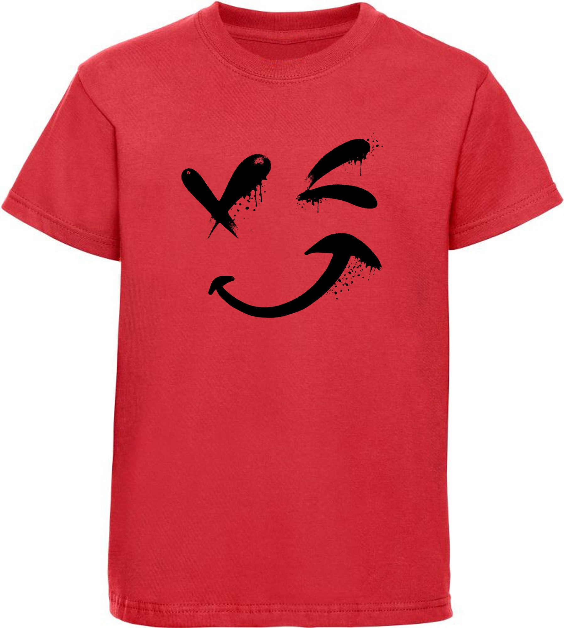 MyDesign24 T-Shirt Kinder Print Shirt - Zwinkerndes Gesicht Bedrucktes Jungen und Mädchen T-Shirt i294