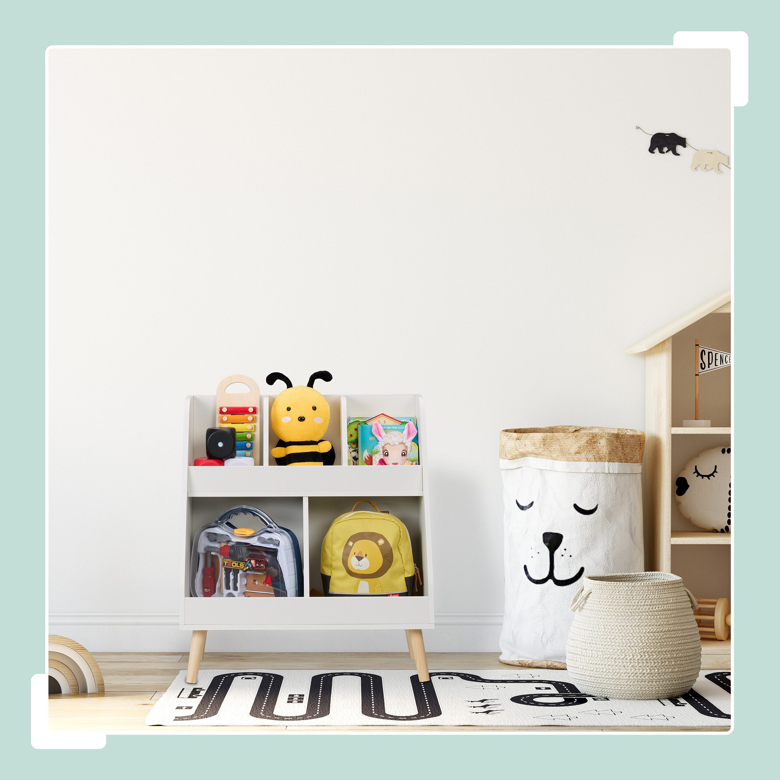 relaxdays Standregal Weißes Kinderregal mit 5 Fächern