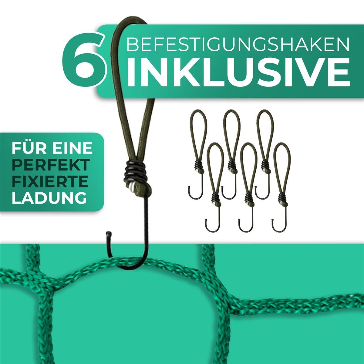 HEIMWERT Laubschutznetz Anhängernetz 3x2m mit 6 Befestigungshaken (Laubschutznetz)