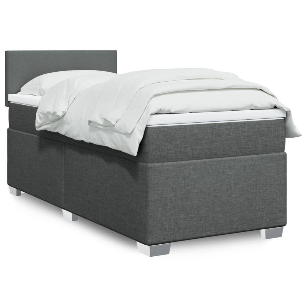 vidaXL Boxspringbett, Boxspringbett mit Matratze Dunkelgrau 90x190 cm Stoff günstig online kaufen