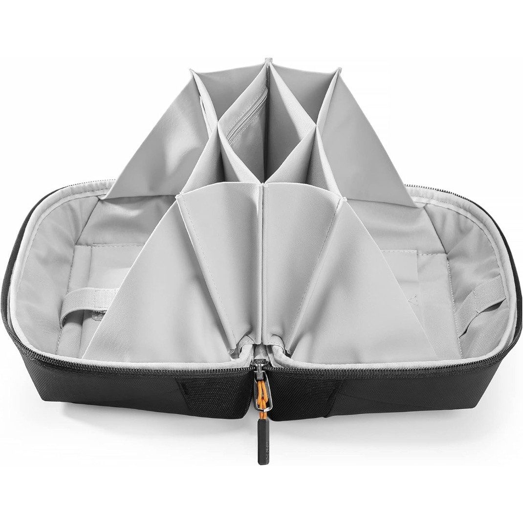 Kityhome Taschenorganizer Elektronik-Aufbewahrungstasche, Organizer für Kabel & Zubehör (Portabel mit stabilem Griff, Vollständig anpassbare Fächer), 180°-Klapp-Open-Design