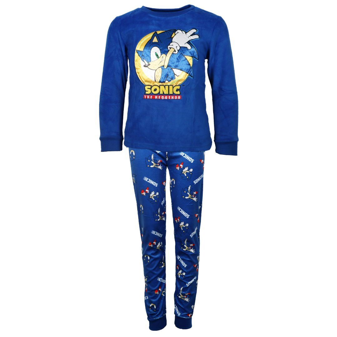 Sonic The Hedgehog Schlafanzug Sega Sonic The Hedgehog Kinder Velours langarm Pyjama Gr. 104 bis 134