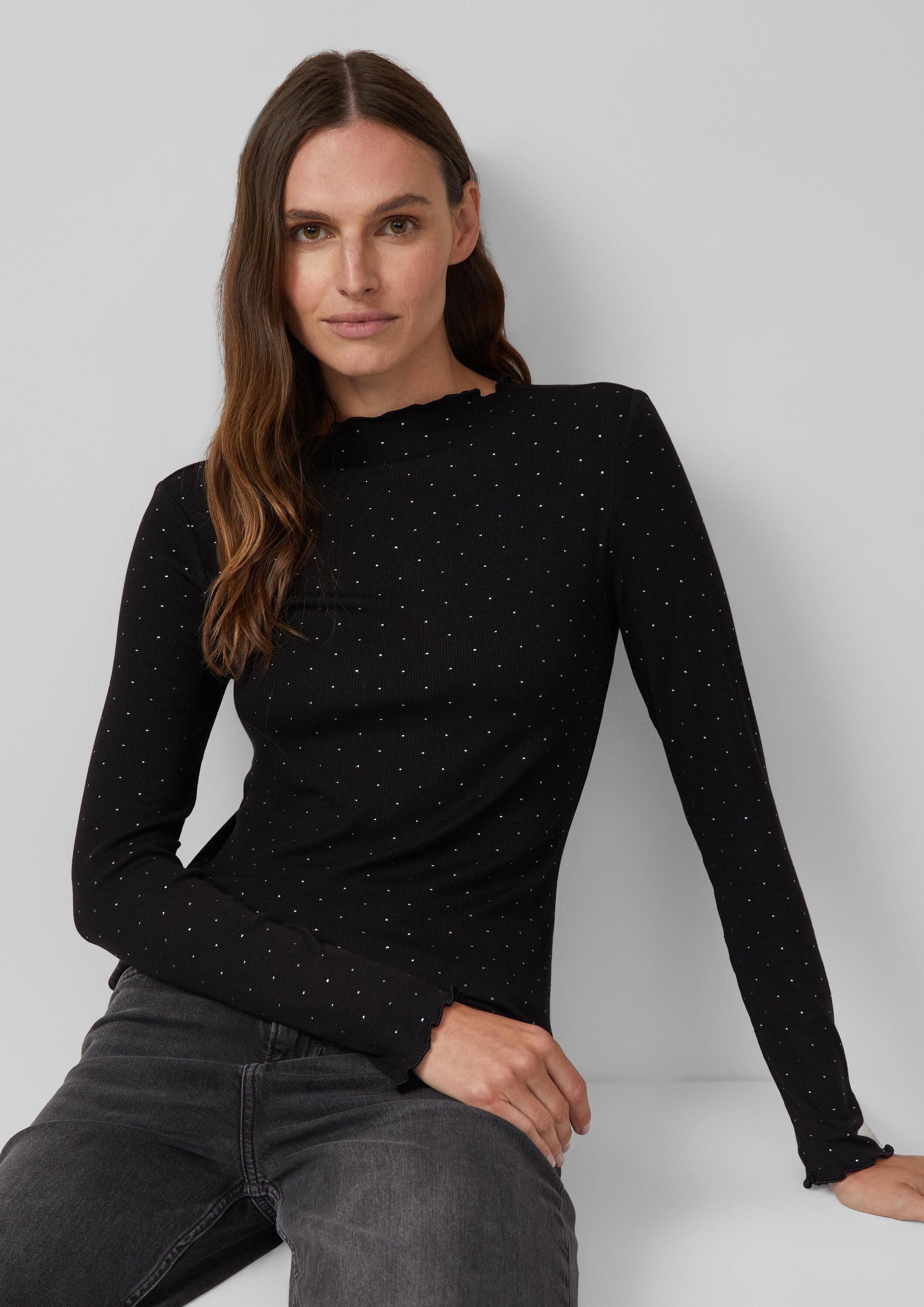 s.Oliver Langarmshirt T-Shirt Geripptes Jerseyshirt im Slim Fit mit Metalli günstig online kaufen