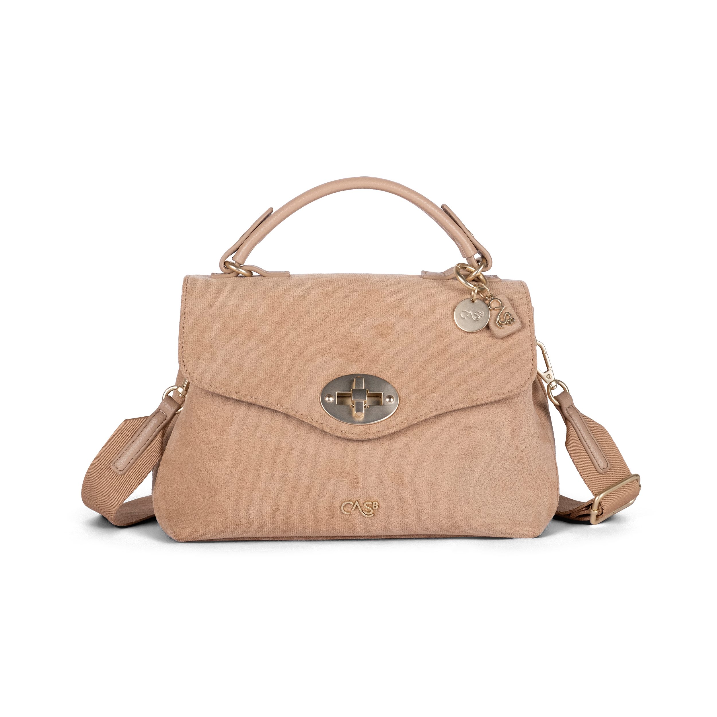 Cas8 Henkeltasche Rike 35200 A aus veganem Suede mit funktionaler Innenaufteilung