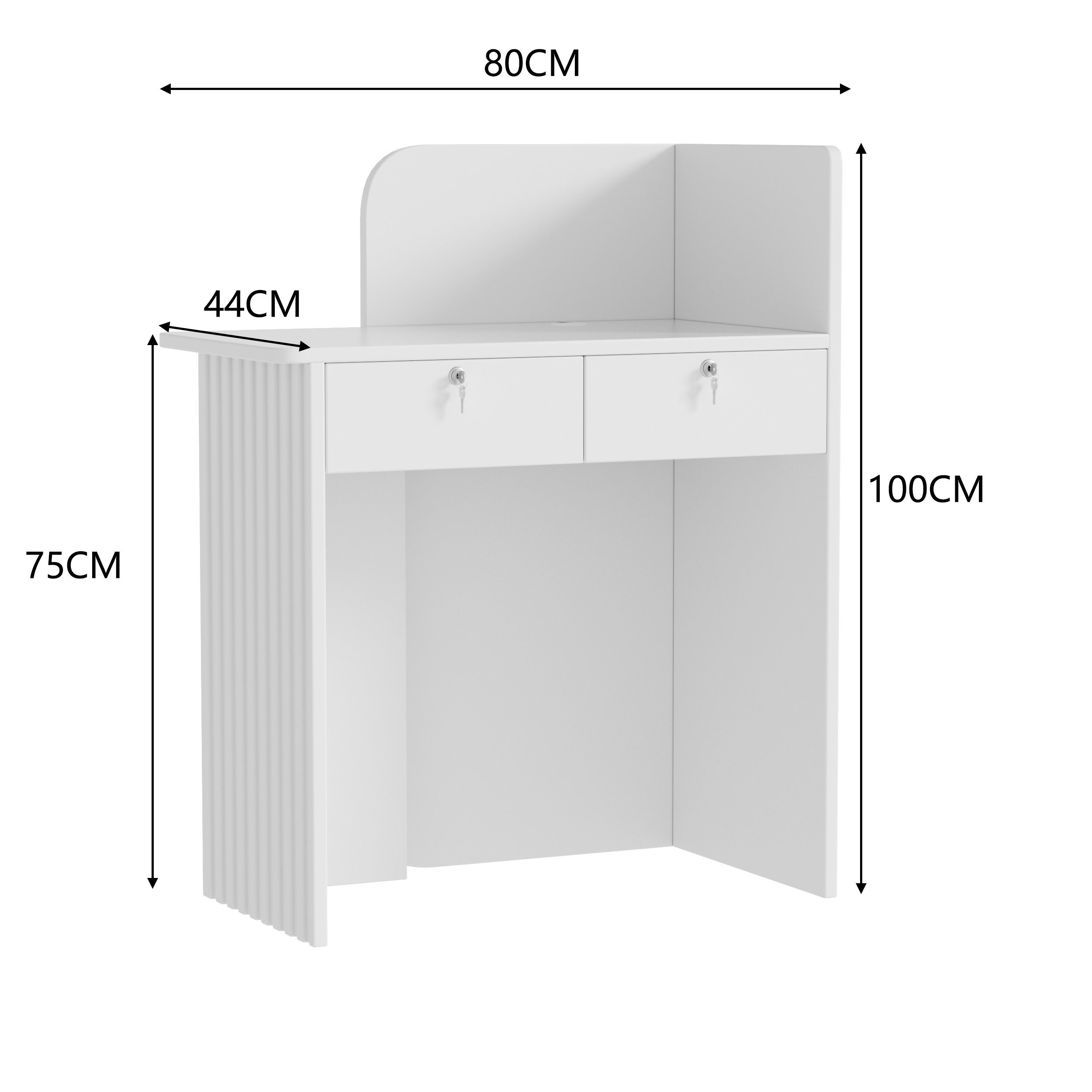 TWSOUL Empfangstheke Empfangstheke mit LED-Beleuchtung, kompakter Fronttresen mit abschließbaren Schubladen,44×80×100 cm