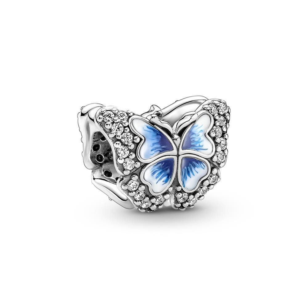 Charm-Einhänger Pandora Moments Blauer Schmetterling Charm Sterling-Silber, Zirkonia