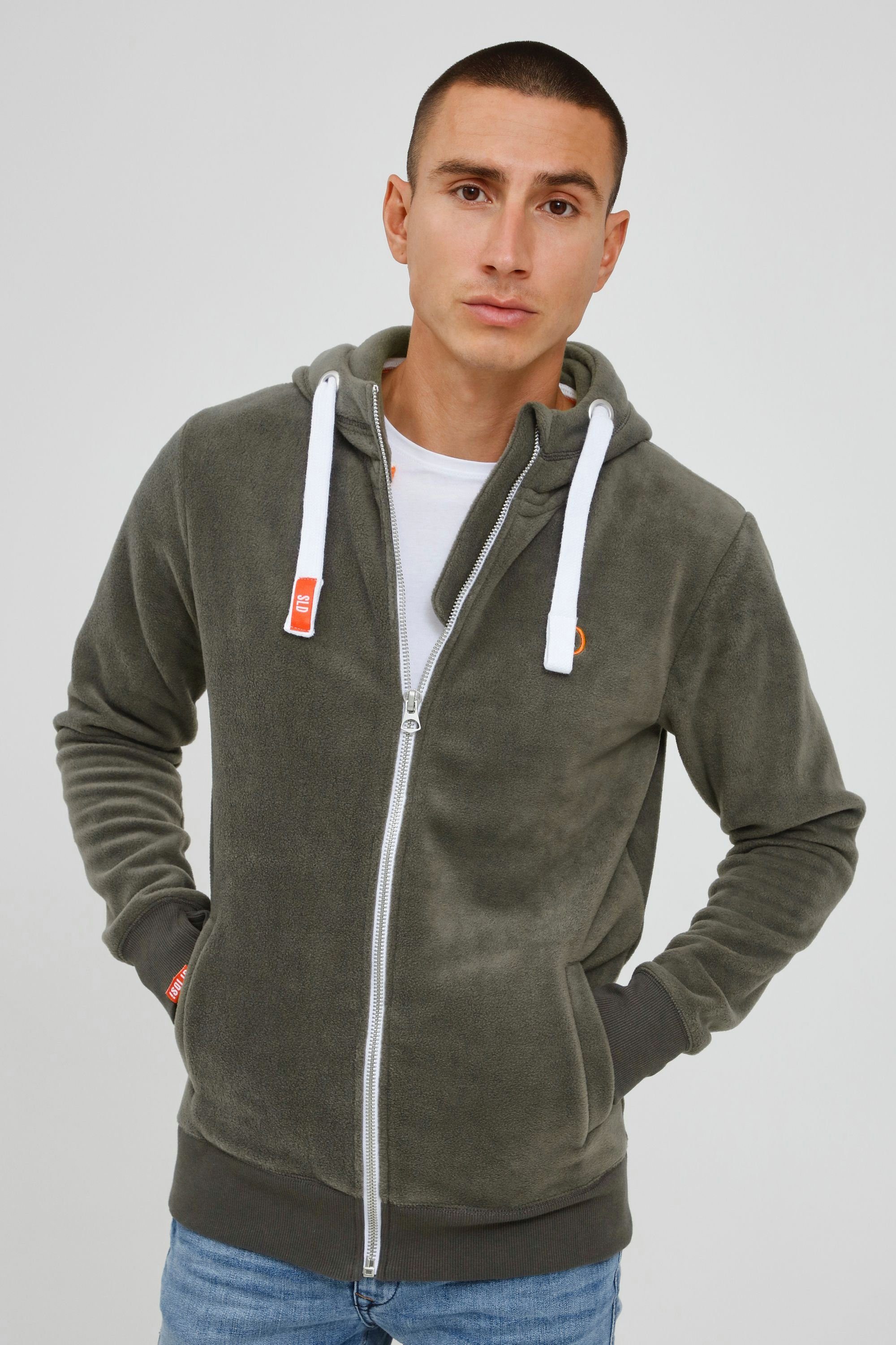 SDLoki mit Fleecejacke Mid Grey Kragen Sweatshirtjacke !Solid (2842) hochabschließendem