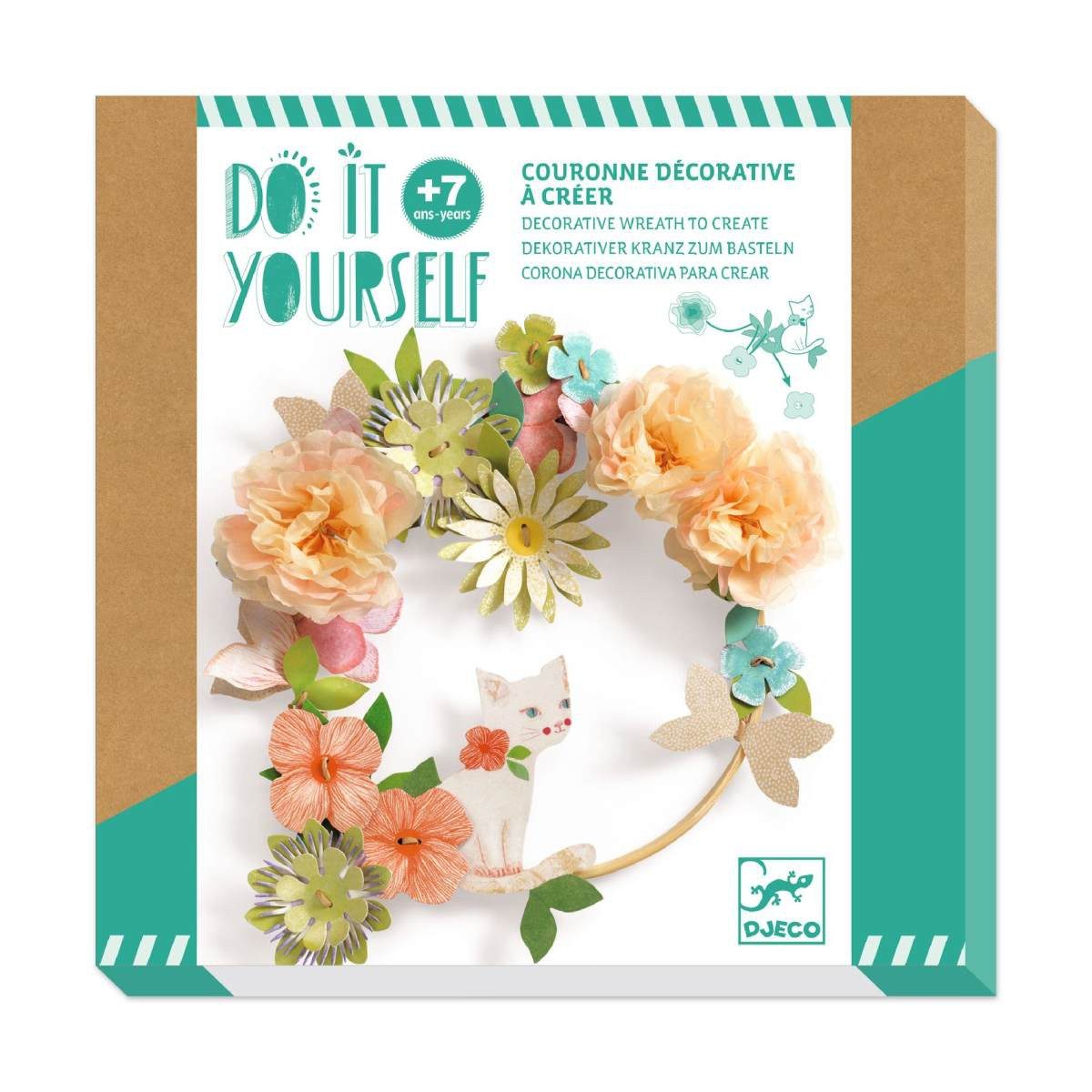 DJECO Kreativset DIY: Blumenkranz Dalia Bastelset mit Seidenblumen